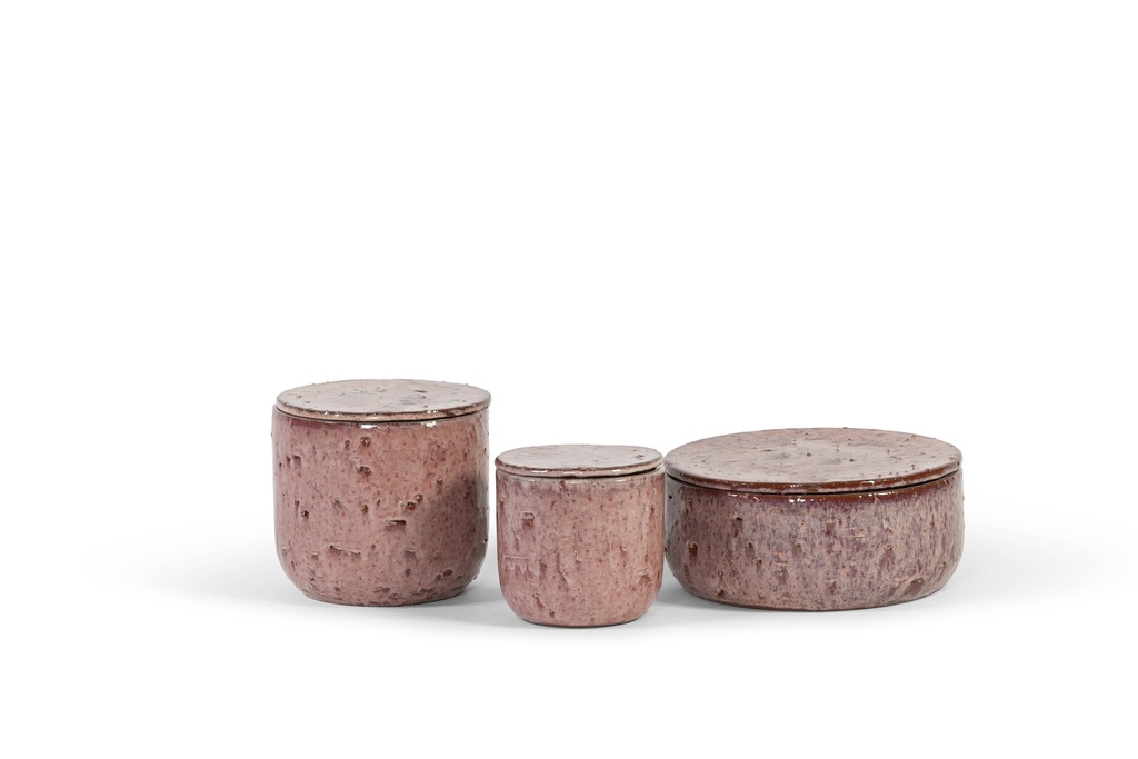 Terracotta scented outdoor candle - glazed with cover - burgundy - (perfume Lavender / Rosemary / Pine / Cinnamon)  - Ø 16x15cm - 1 ext. cot. - p /4
