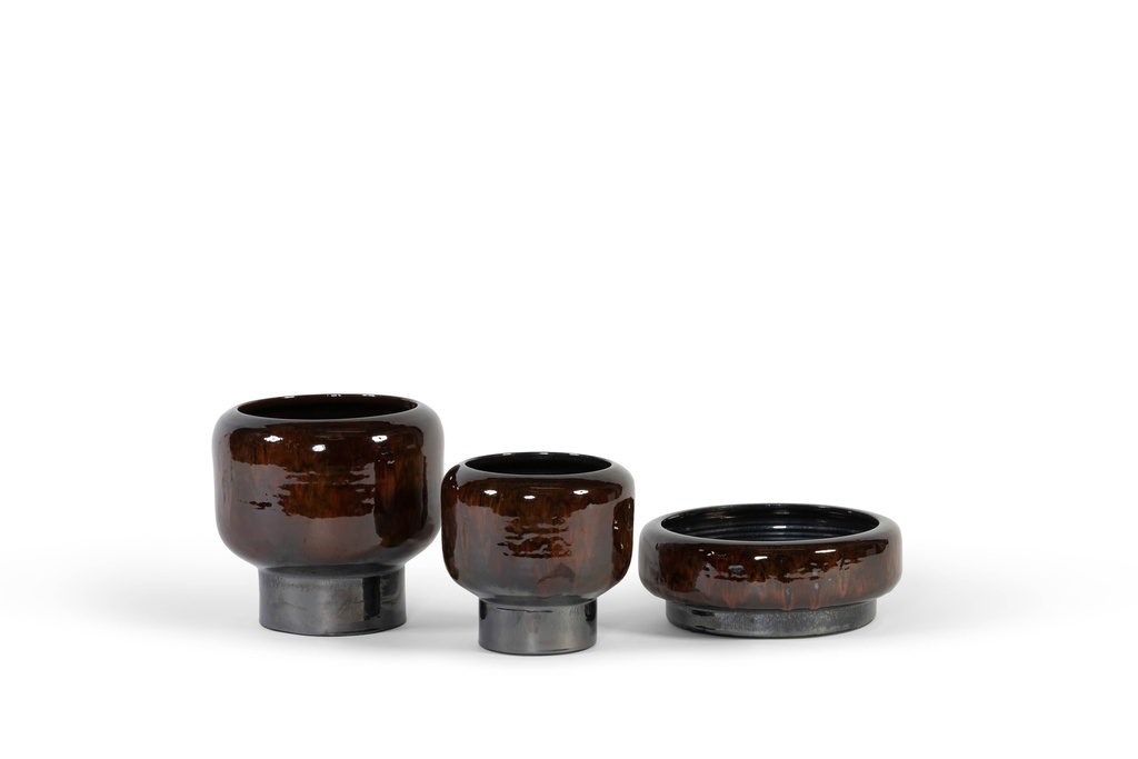 Flowerpot bordeaux reactif glazed - terracotta - Ø 25x25cm - p/2