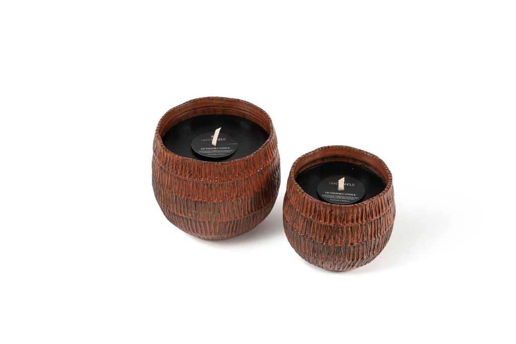 Flowerpot Glazed Bicolor Orange - Ø 17 x 14cm - outdoor candle -1 ext. coton wick - p/4
