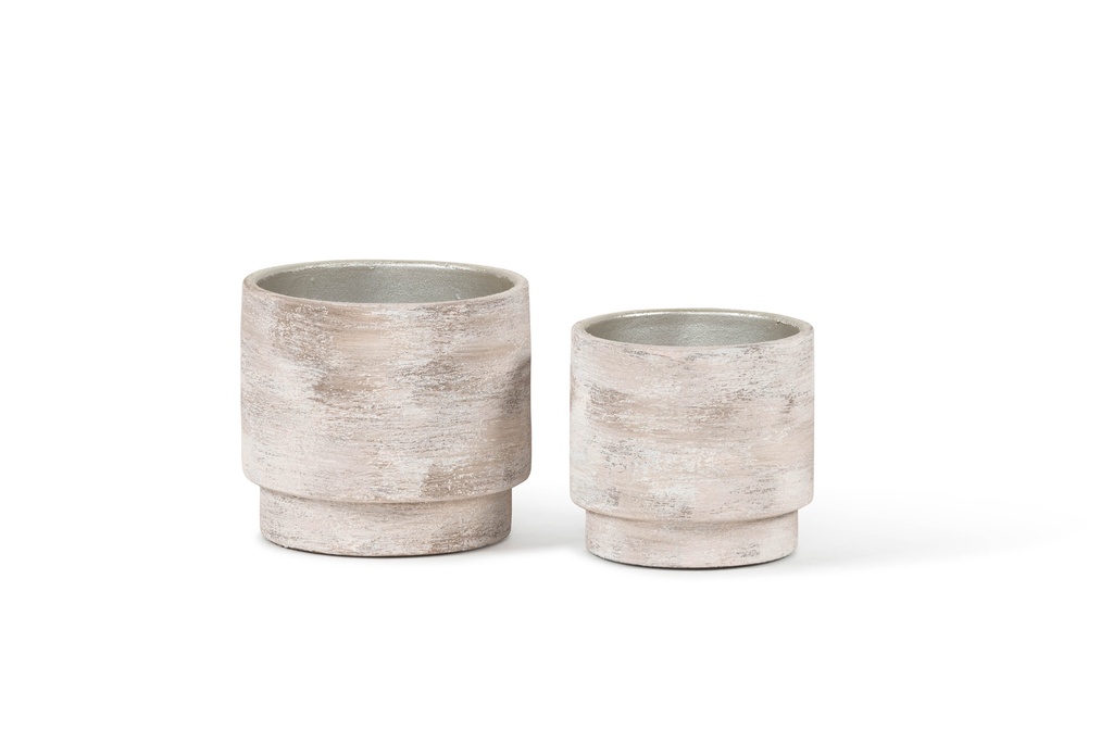 Flowerpot Light brown Small - Ø 14 x 13cm - outdoor candle -1 ext. coton wick - p/6