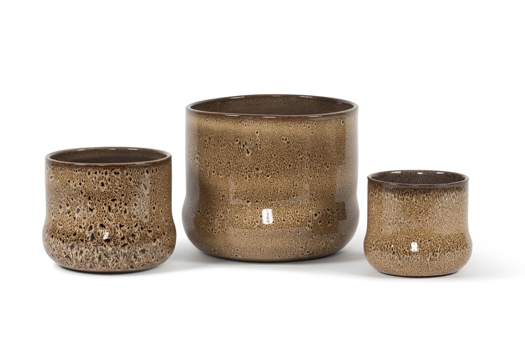 Flowerpot cream brown spotted glazed medium - Ø21 x 21cm - p 2/1