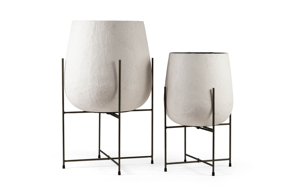 Planter papier maché finish on black stand - small - Ø 42x65cm - p/1/1