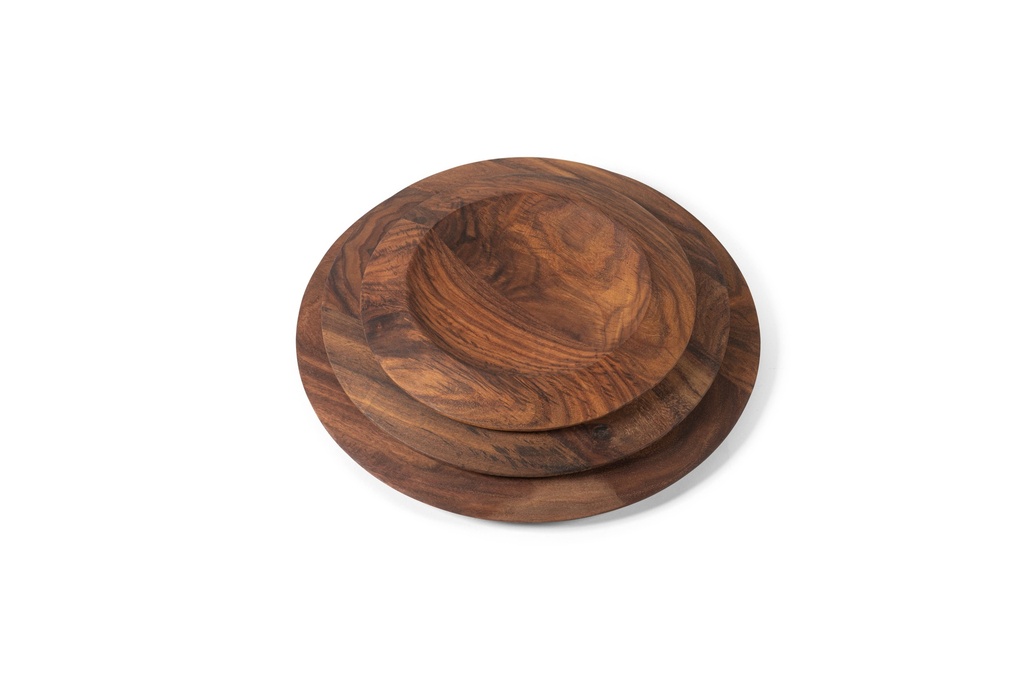 Wooden round tray large border natural oiled set of 3 - Ø25x2.5 / Ø30 x 2.5 / Ø35 x 2.5cm - p 1/2