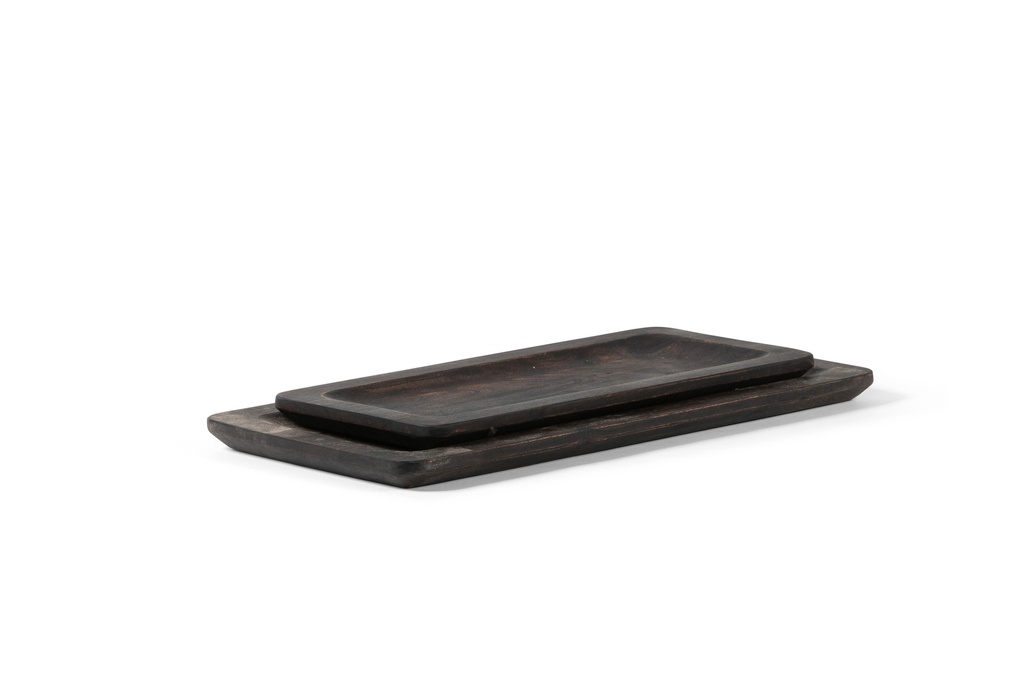 Wooden long tray blacked set of 2 - 45 x 20 x 2.5 / 55 x 25 x 2.5 - p 1/2