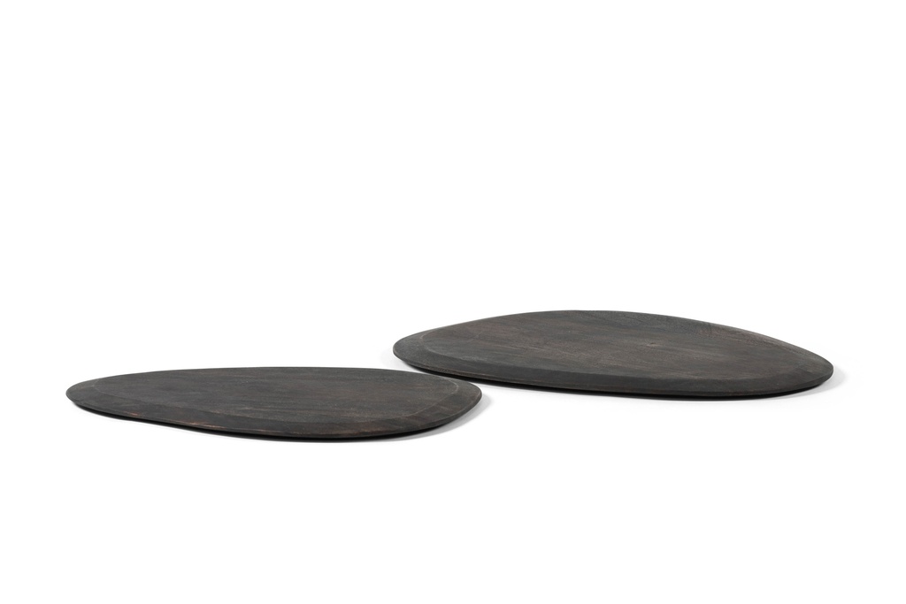 Wooden organic plate blacked set of 2 small + 2 big - 38 x 29 x 1.5 / 44 x 35 x 1.5 cm - p 1/2