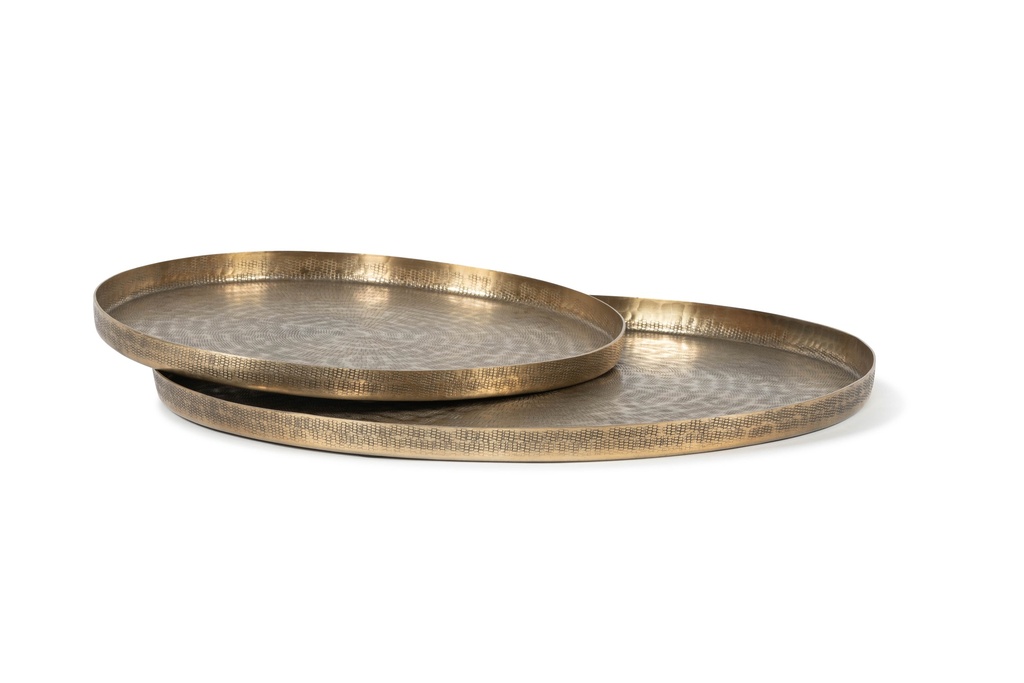 Plate texture XL antique gold - set of 2 - Ø47x2,5cm/Ø61x2,5cm- p/1/4