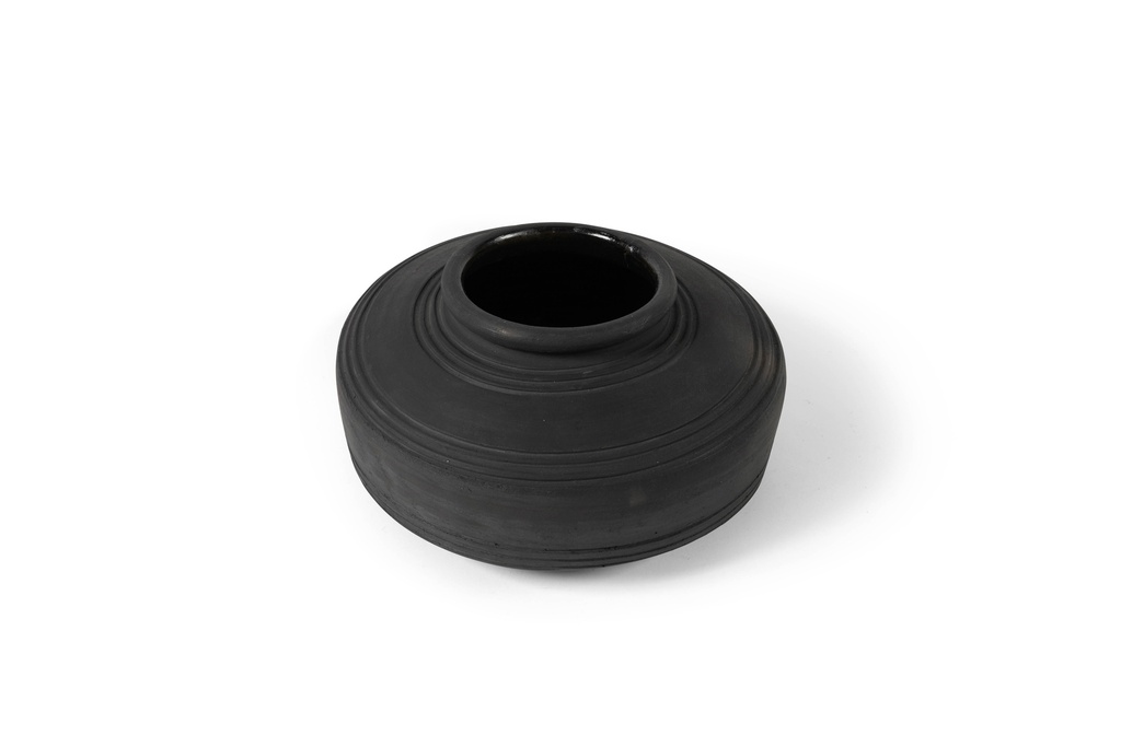 TERRACOTTA COTTA POT BURNED BLACK - Ø28,5x16cm - p/1/1