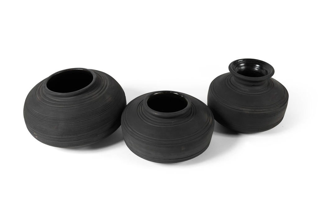 TERRACOTTA COTTA POT BURNED BLACK - Ø28x20cm - p/1/1