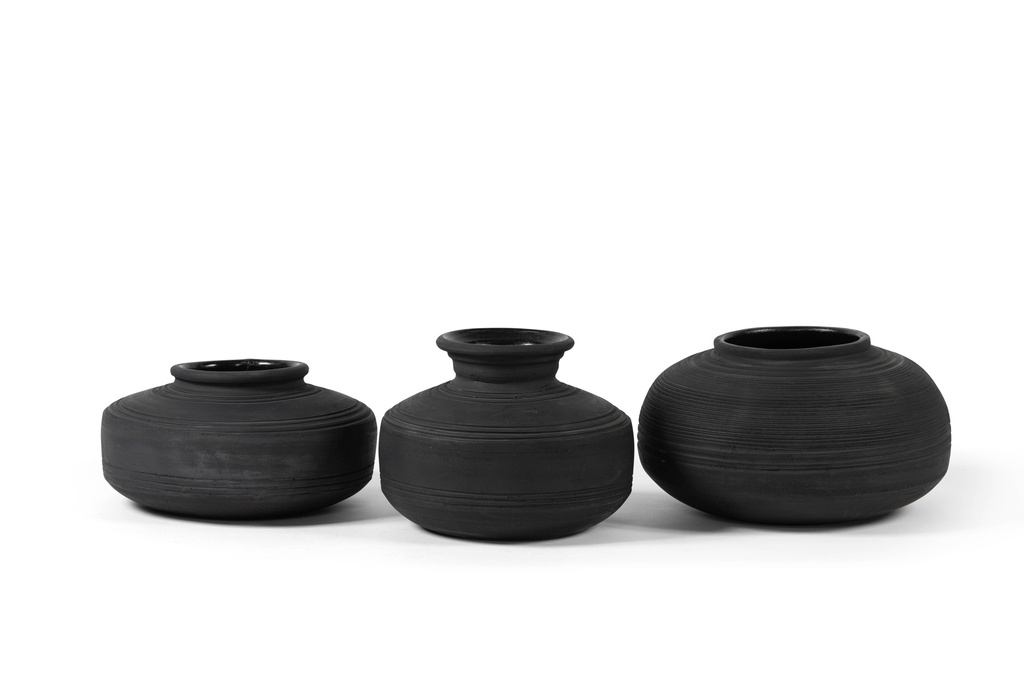 TERRACOTTA COTTA POT BURNED BLACK - Ø33x17cm - p/1/1