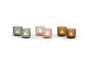 T-light holder round with V pattern cutting - green - Ø9 x 9cm - p 6/24