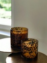 Scented candle cylindrical spotted leopard glass votive  - Ø 15 x 15cm - 4 - int. cot. - p/2