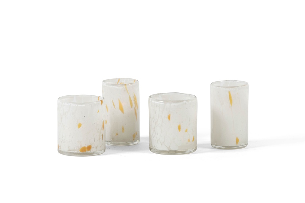 T-light holder spotted - white/amber - Ø7 x 12cm - p 4/24