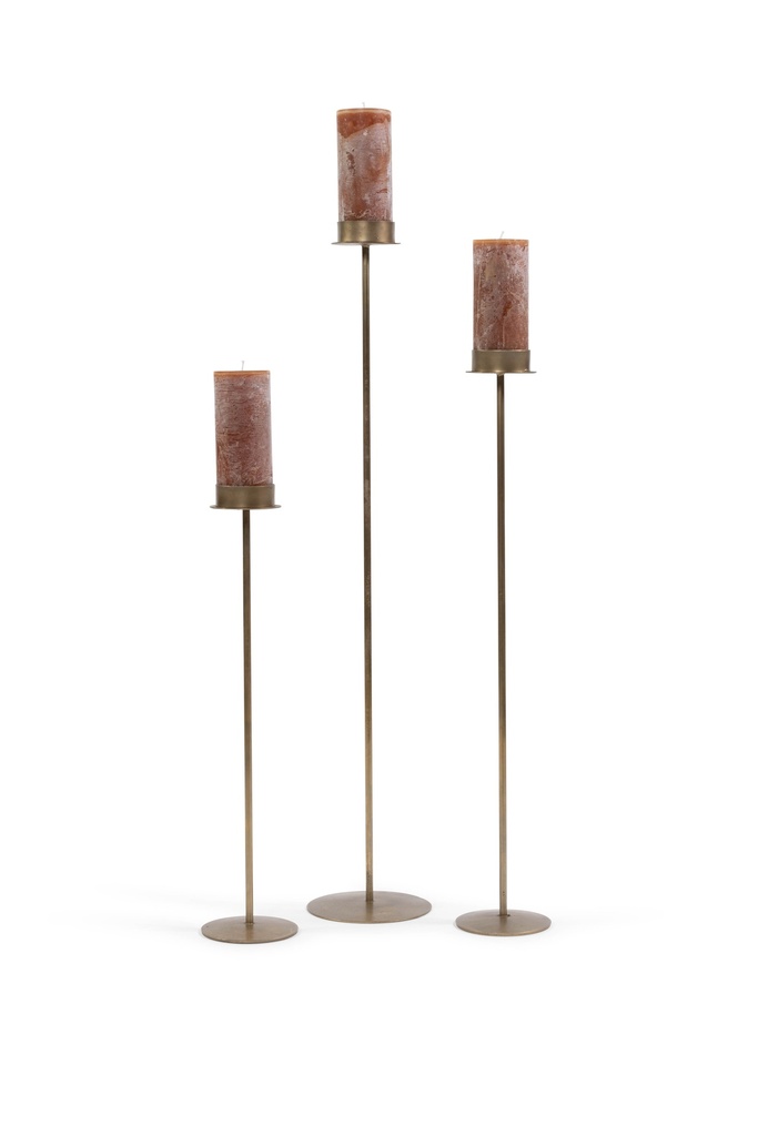 Handforged candle holder for Ø8,6 - brass antique - large - H 110 - p/1/2