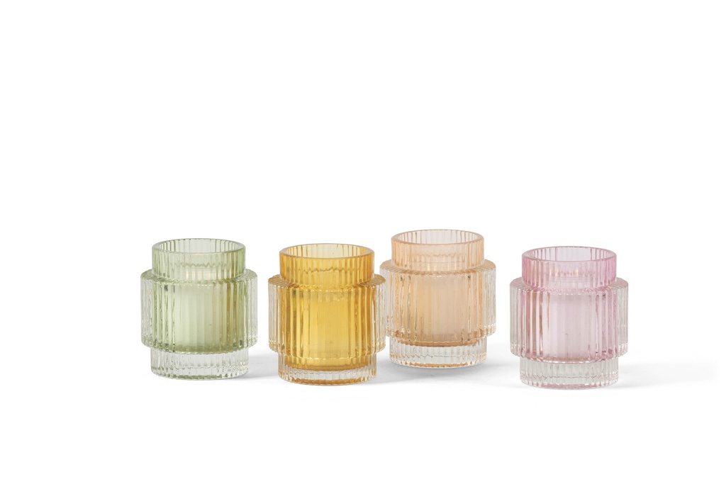 T-light holder ribbed sprayed peach - Ø9 x 10cm - p 4/12