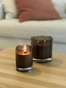 Scented candle black glass votive with organic rim - Ø 15 x 15cm - 4 - int. cot. - p/1