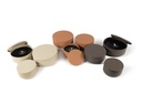 Metal Box with cover texture terracotta - Set of 3 - Ø 16x15 cm /Ø 20x19cm /Ø23x12cm - 1 - ext. cot. - p/1