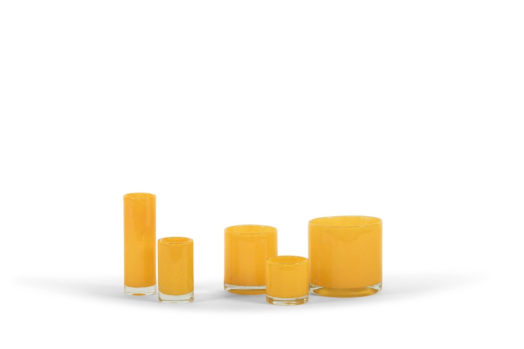 Cylindrical votive - glass - yellow - Ø 7x12cm - p/6