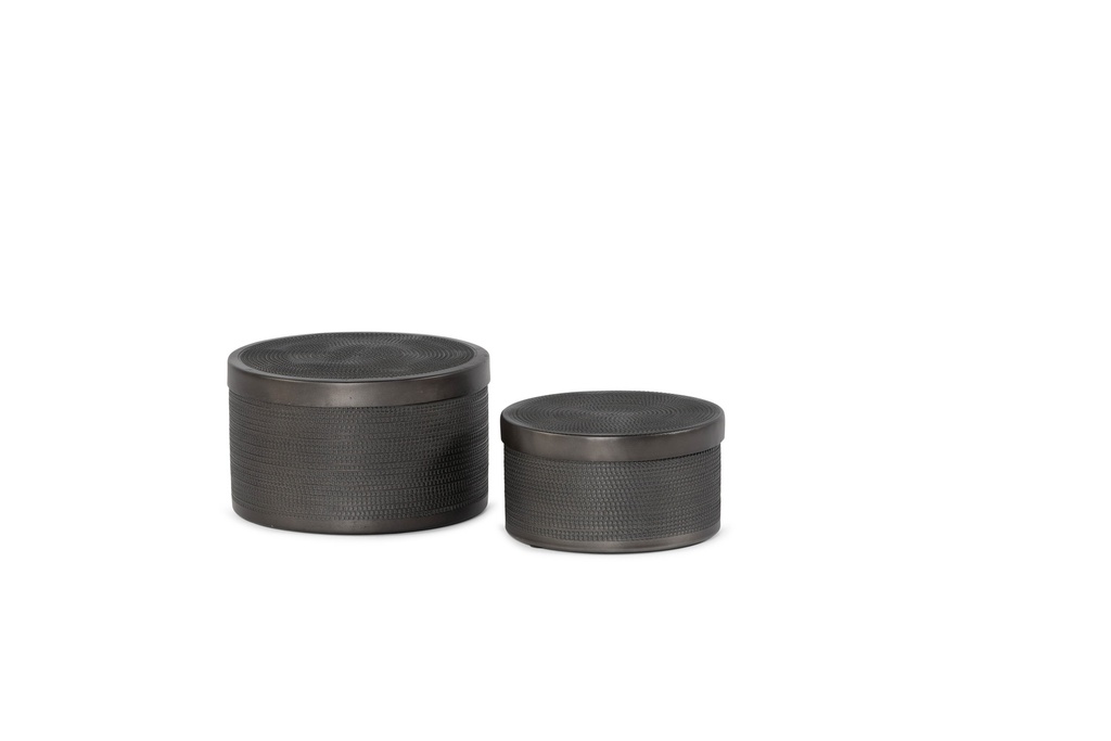 Box bindi design with cover - low - black - set of 2 - Ø18x10cm - Ø15x8cm - p/1/30