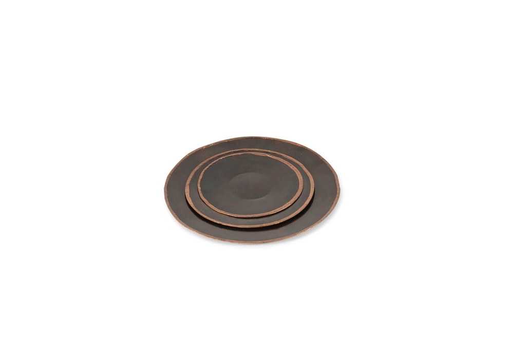 Candleplate metal vintage copper - medium - Ø13,5x1cm- p6/96
