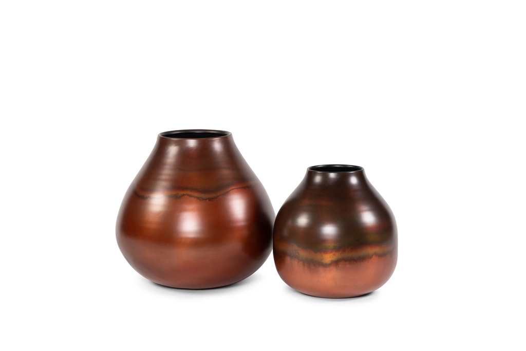 Vase metal - burned copper patina - small - Ø 29,50x30cm - p/1