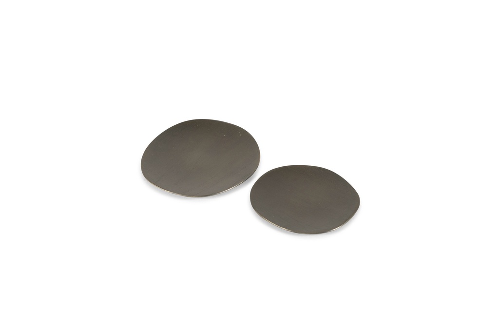 Candleplate - organic - nickle antique - set of 2 - 8x8x1/11x11x1 - p 1/72