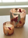 Scented candle multicoloured spotted glass vase - large Ø 15 x 15cm - 3 - int. cot. - p/1/1
