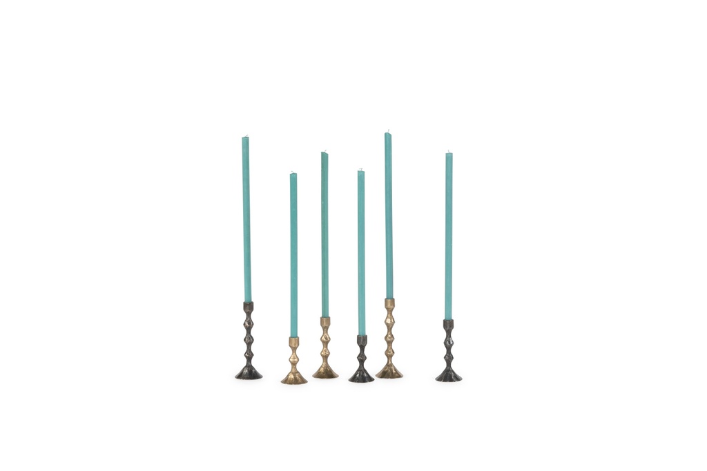 Handforged fine taperholder - bronze antique -for tapers Ø1,2cm - set of 3 - H8cm/H10cm/H12cm - p/2 sets