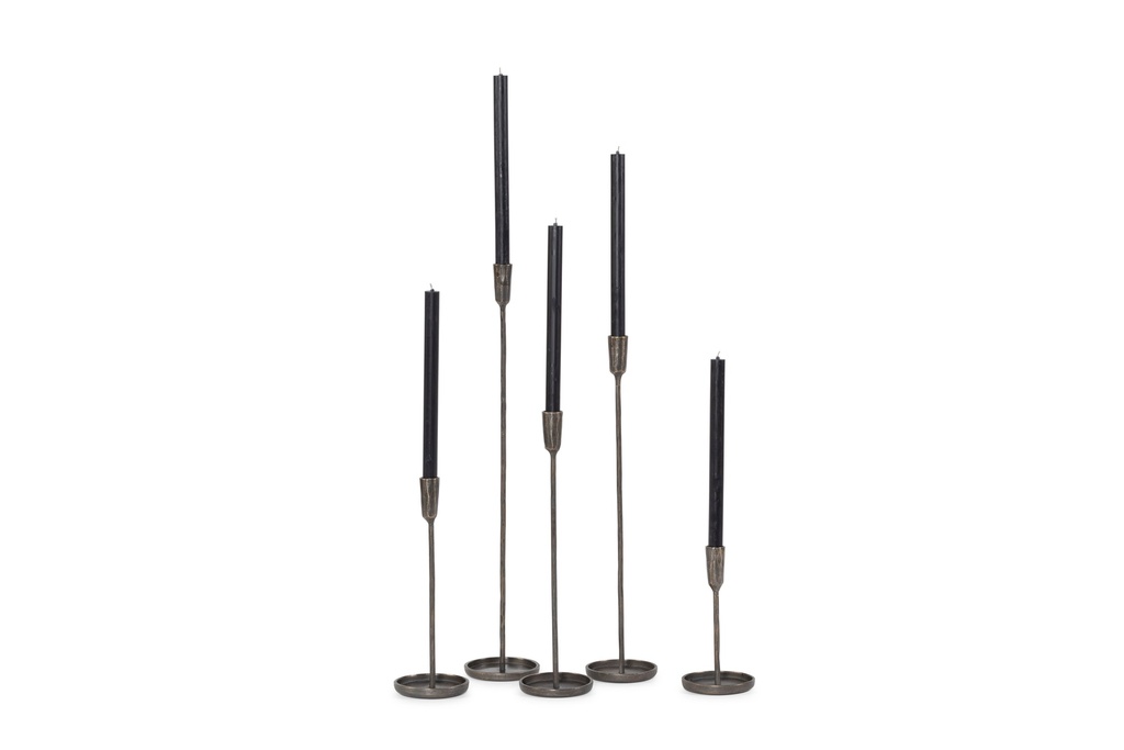 Handforged taperholder - bronze antique - for tapers Ø2,1cm - set of 3 - H20cm/H30cm/H40cm - p/2 sets