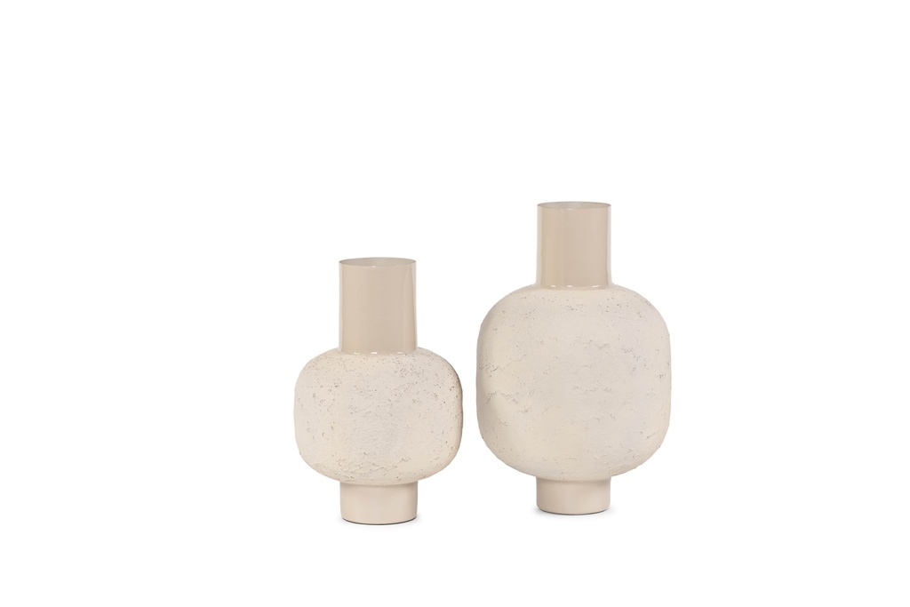 Bolvase texture on stand enamel beige large - Ø29x43cm - p 1/4