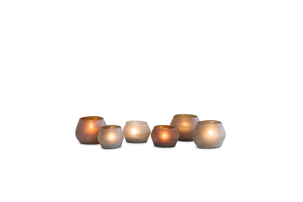 T-light holder oval matt copper - large - 13,5x11,5x10cm - p/1/18