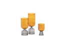 Mouthblown votive amber on grey stand - Ø8x14cm - p/6/18
