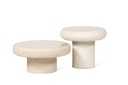 Coffee table rounded enamel with base - texture beige - Ø60x27cm - p1/1