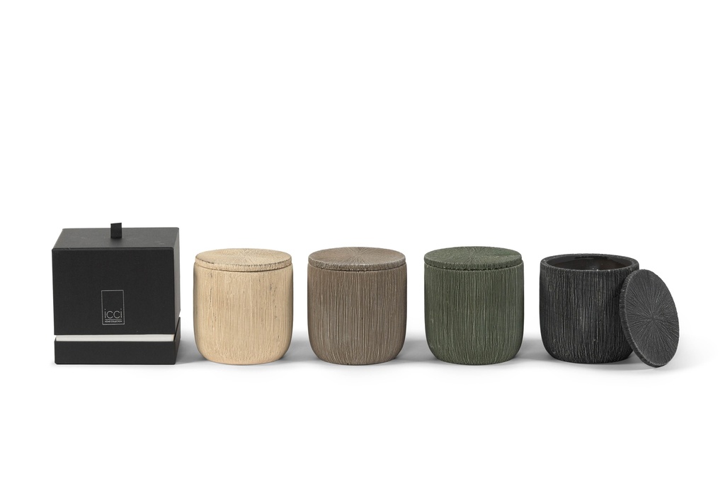 Scented candle candlepot concrete black large - Ø14 x 15cm - 3 int.cot.wicks - p 2