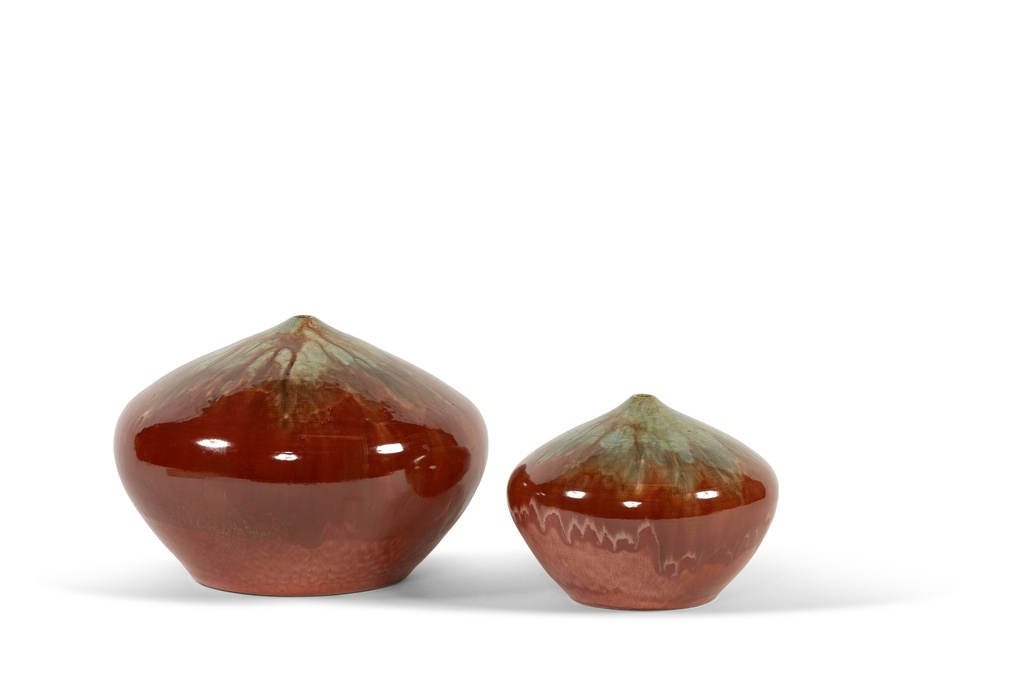 Bowl solitaire glazed - terracotta - green/brick - Ø 31x21cm - p/1/1