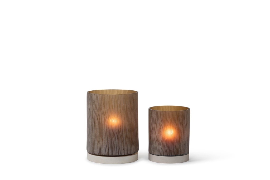 Hurricane cilindrical cutted copper with stone base medium - Ø20 x 28cm - p 1