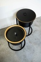 Outdoor candle pot with lid black/gold inside on stand - large - Ø31,5 x 42 cm - p 1