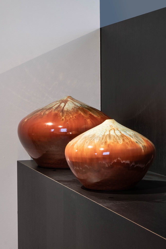 Bowl solitaire glazed - terracotta - green/brick - Ø 40x27cm - p/1/1