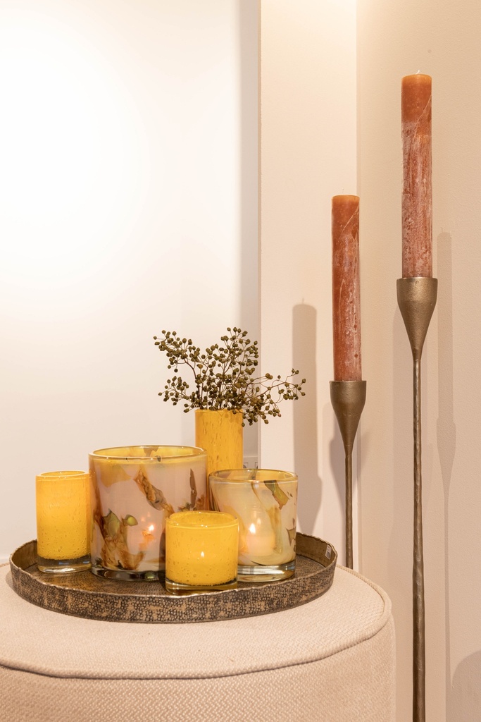 Cylindrical vase - glass - yellow - Ø 6,5x20cm - p/6