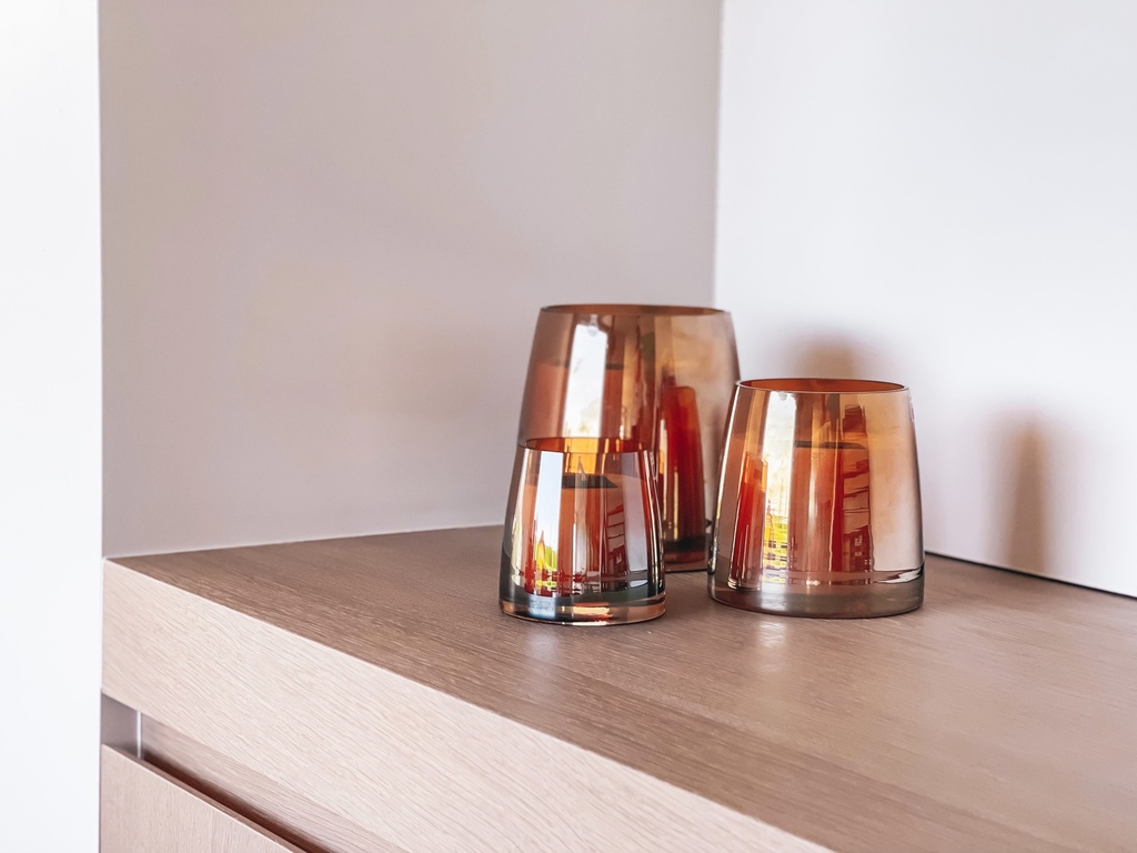 Scented candle conical amber luster - Ø 12x12cm - 2 - int. cot. - p/4/1