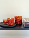 Scented candle cylinder orange red spotted - Ø 14x15cm - 3 - int. cot. - p/2