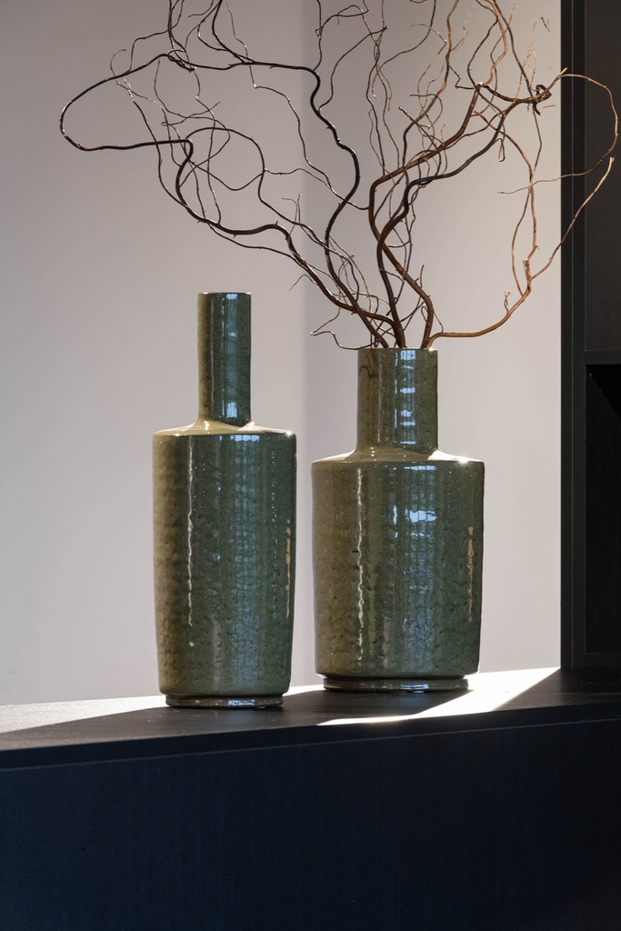 Vase verde glazed - terracotta - green - Ø 20x42cm - p/2/1