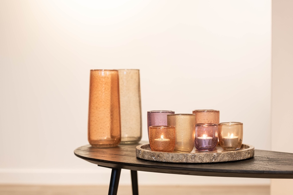 T-Light bubbles lila  - glass lilac - Ø 7x10cm - p/6/24