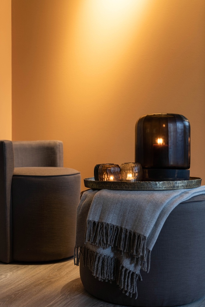 Plaid Handloom Woven Marino With Fringes - Wool - Ivory/Mushroom - 140cm x 200cm - p /1