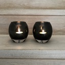 Heavy ball votive with airbubble - glass - smoke - Ø 10,5x10,5cm - p/4/1