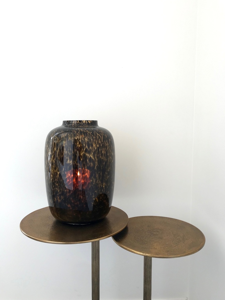 Leopard spotted bulb - glass - amber + black - large Ø 32,5x45cm - p/1/1