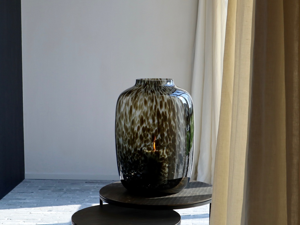 Bulb small spotted leopard - glass - smoke black - Ø 25x35cm - p/1/1