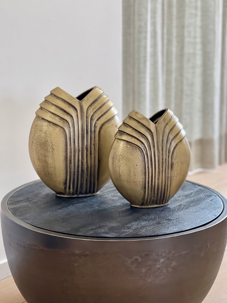 Big Artdeco vaze - metal - gold antique - Ø33x12cm - p/1/2