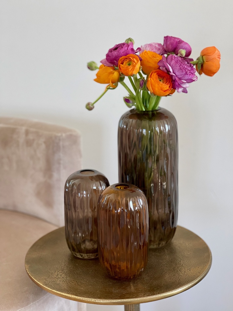 Flowervase Handcut - glass - amber - Ø 10x23cm - p 2/12