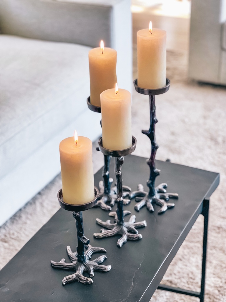 Branch candle holder for Ø7 - metal - black nickle -  XL Ø10 x 35cm - p/2/12