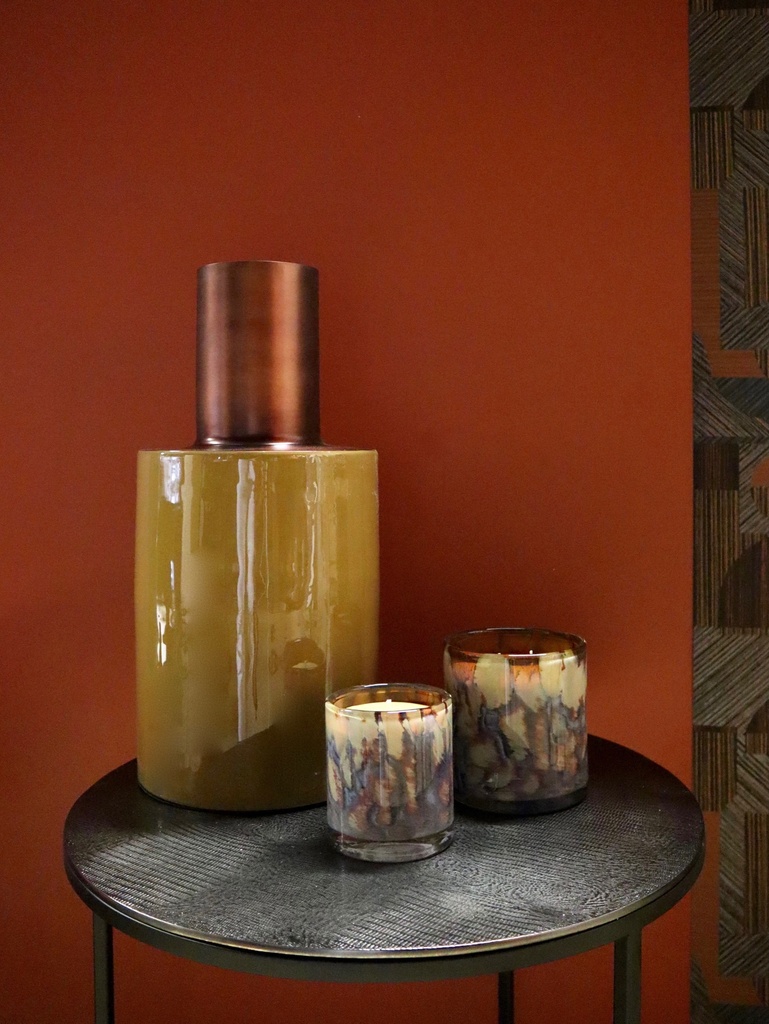 Vase - Enamel - Mustard & Top copper antique - Ø 20x38cm - p/1/4